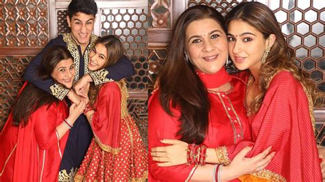 Sara Ali Khan poses with brother Ibrahim Ali Khan and mother Amrita ...