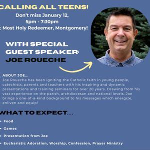 Special Youth Night with Joe Roueche, Most Holy Redeemer Catholic ...