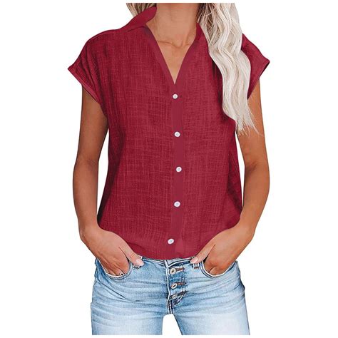 LbsKUS Summer Short Sleeve Shirts for Womens 2024 Fashion Button Down ...