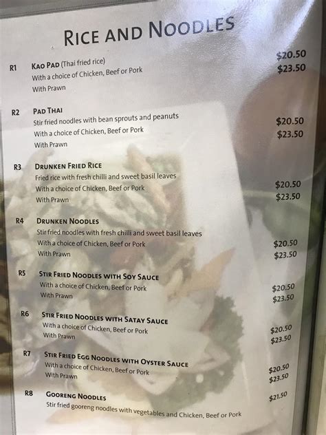 Menu at Thai Villa Restaurant, Whanganui