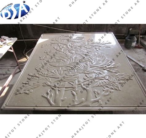 Nature-Inspired Relief Mural Elegant Hand-Carved Stone Wall Panel ...