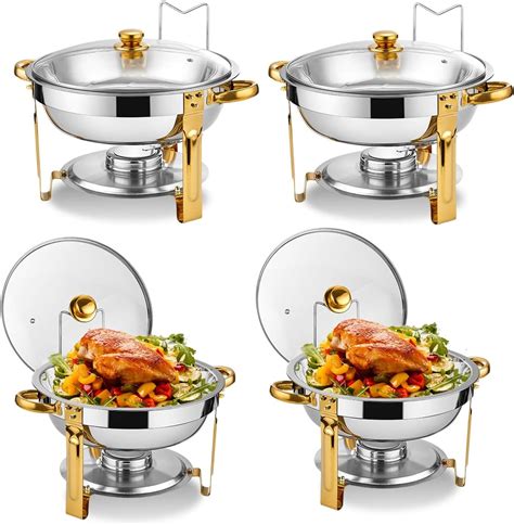 Amazon.com: HONHPD 6.8-Quart Gold Round Chafing Dishes, Stainless Steel ...