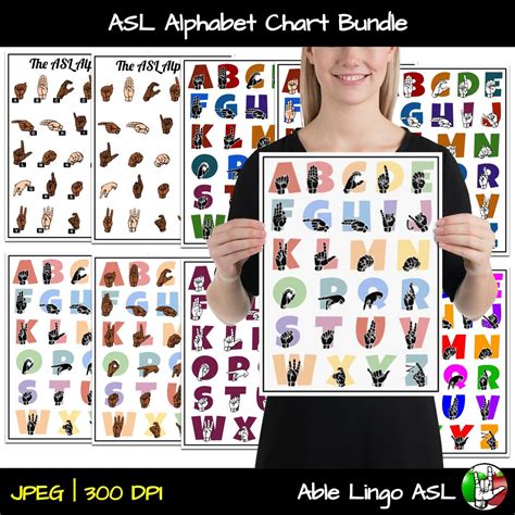 Sign Language Alphabet Chart Bundle • ASL Abcs Chart • Sign Language ...