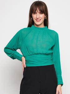 MADAME Casual Solid Women Green Top - Buy MADAME Casual Solid Women ...