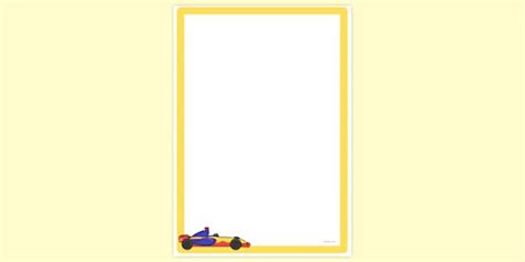 Simple Blank Race Car Page Border | Page Borders | Twinkl