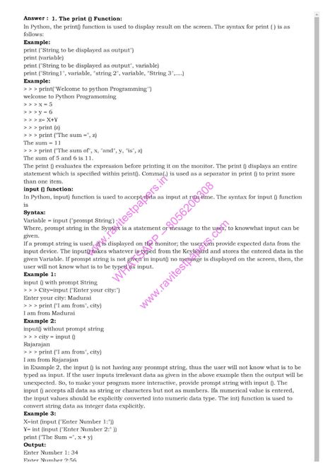 12TH CSC Python - Variables And Operators FULL TEST ANS