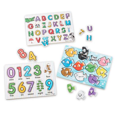 Buy Melissa & Doug Classic Wooden Peg Puzzles (Set of 3) - Numbers ...