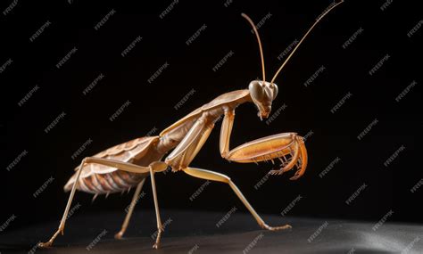Premium AI Image | A praying mantis is on a black background