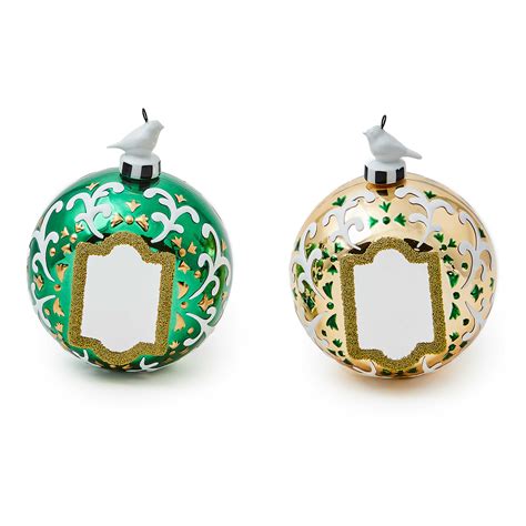 Emerald Luxe Mirror Glass Ball Ornaments, Set of 2 - Mackenzie-Childs