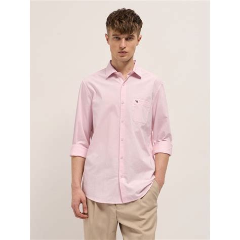Buy THE BEAR HOUSE Mens Pink Slim Fit Solid Cotton Casual Shirt Online