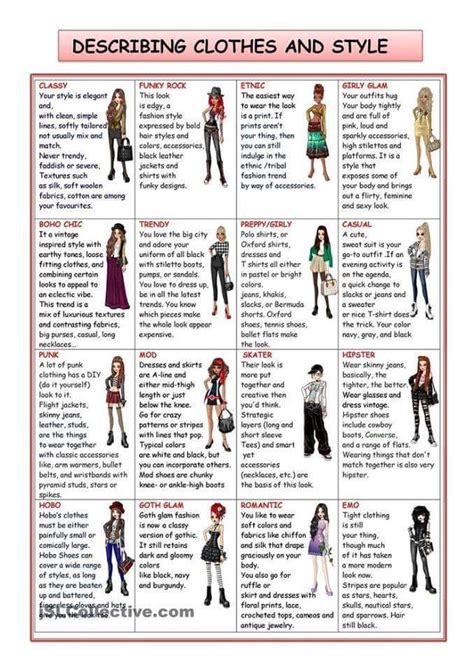 Fashion vocabulary, Vocabulary, Adjectives