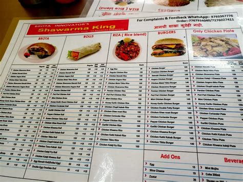 Menu at Shawarma King, Pimpri-Chinchwad, Shop No 7