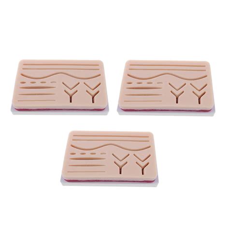 3 Sets Human Skin Wound Suture Pad Model Suturing Repeated Practice Kit ...
