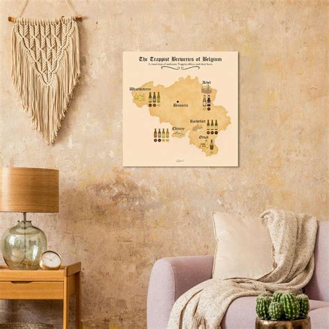 Belgian Trappist Beer Poster with breweries beers map Belgium