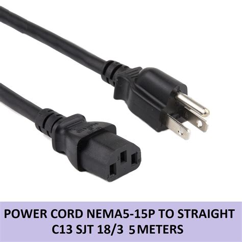 Power Cord NEMA 5 15P To C13 NEMA 5-15P 5m Replacement AC Power Cord M ...
