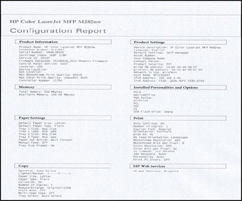 HP Color LaserJet Pro MFP M282-M283 Printers - Printing self-test pages ...