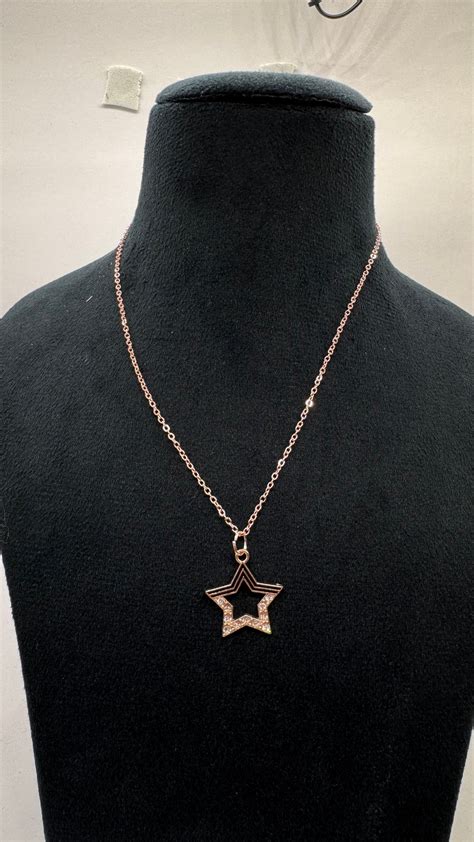 Rose Gold Sparkling Star Pendant Necklace – Minimalist Celestial Charm ...