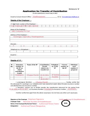 Application For Transfer Of Contribution Application For ... - HR Cabin ...
