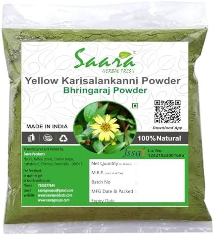 Buy SAARA Karisalankanni Powder, 101G | Bhringraj Powder | Kayonni ...