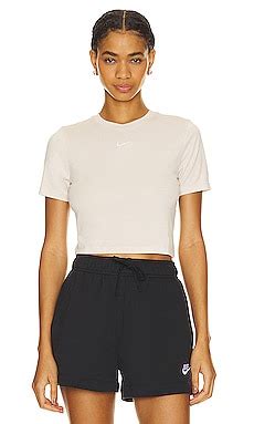 Nike Essential Slim Fit Crop T-shirt in Orewood Brown & White | REVOLVE