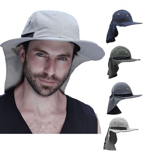 Windfall Men Sun Hat with UV Protection Wide Brim Hike Cap w/Neck Flap ...