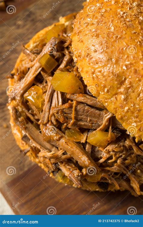 Homemade Pot Roast Shredded Beef Sandwich Stock Image - Image of savory ...