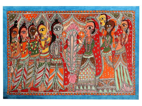 Shri Rama - Sita Vivah | Madhubani Painting | Exotic India Art
