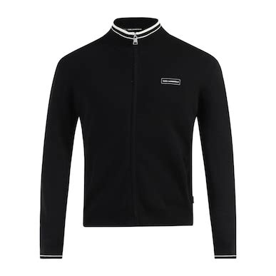 Buy Men Black Long Sleeves Stripe Collar Zip Up Sweater Online at The ...