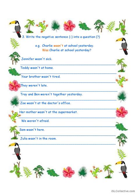 Past Simple: Was, Were: Español ELE hojas de trabajo pdf & doc