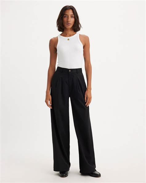 Pleated Wide Leg Trousers - Black | Levi's® GR