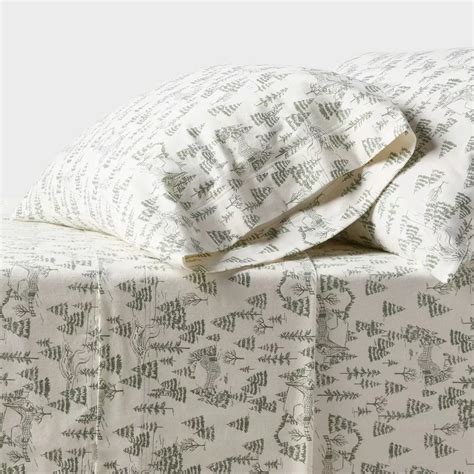 Queen Ultra Soft Holiday Flannel Sheet Set Ivory Winter Scene ...
