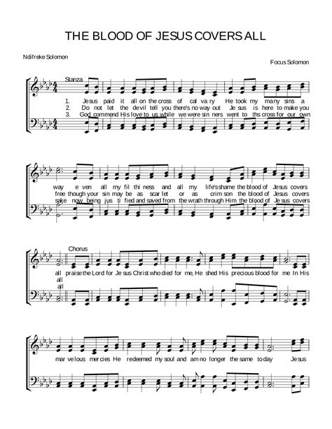 The blood of Jesus covers all by Focus Solomon Sheet Music for SATB ...