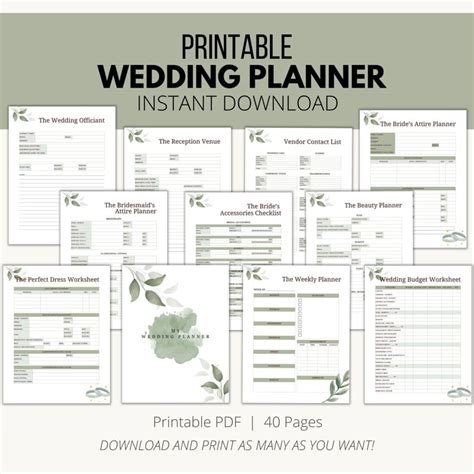 Organize Your Dream Wedding With This Printable Wedding Planner