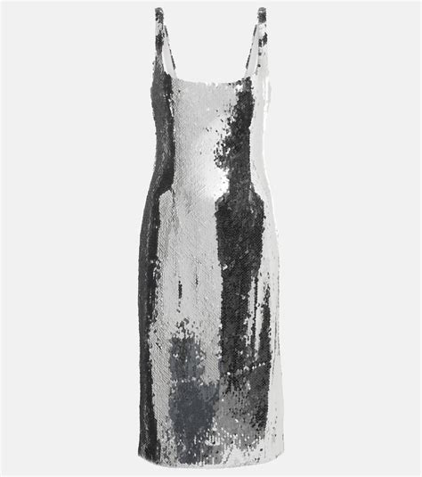 Sequined midi dress in silver - Magda Butrym | Mytheresa