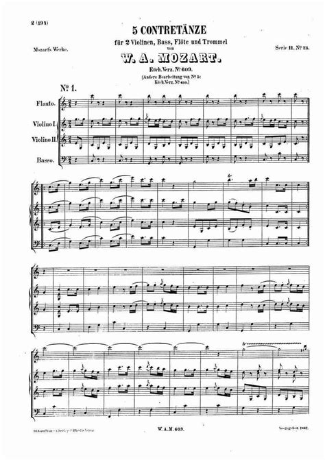 Wolfgang Amadeus Mozart-5 Country Dances, K. 609 琴谱/五线谱pdf-香港流行钢琴协会琴谱下载 ★