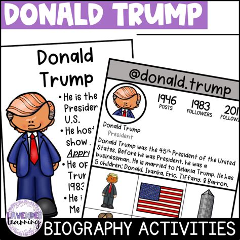Donald Trump Biography Activities for Kindergarten, First Grade, & Second Grade | Made By Teachers