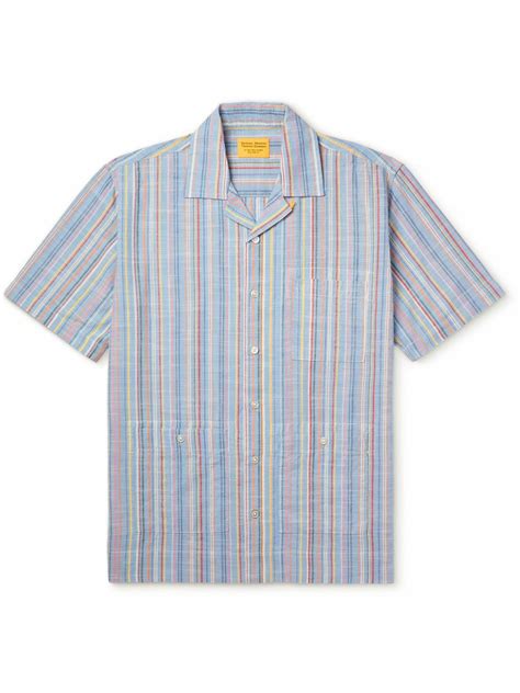 Original Madras - Striped Cotton-Madras Pyjama Shirt - Blue