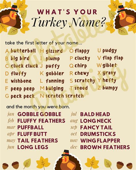 Cool Pet Turkey Names at Joel Morton blog