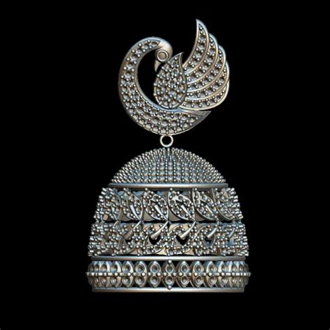 Peacock Jhumka 3D Model - STL for Jewelry Making