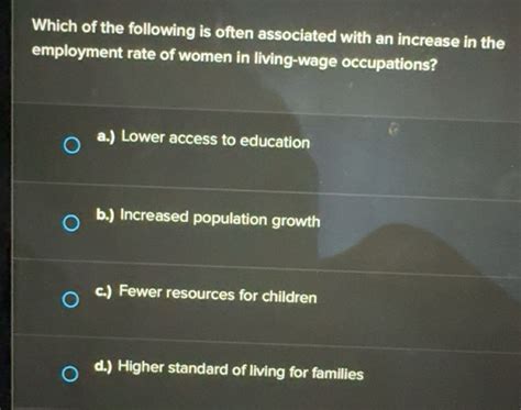 Solved: Which of the following is often associated with an increase in ...