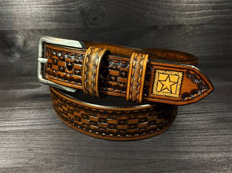 Western style Leather Belt - STARS // Leather Belt // Mens Leather Belt ...