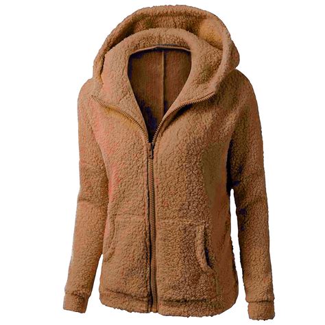 Sherpa Lined Jacket Women Faux Fur Coats Thermal Long Sleeve Jackets ...