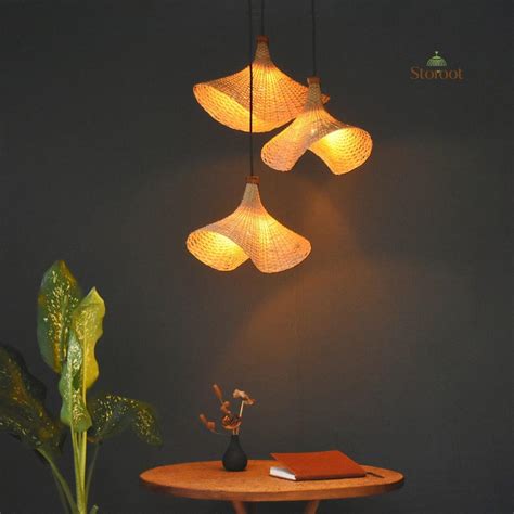 Onda Cluster of 3 Handmade Bamboo Pendant Lamps - Sustainable Lighting ...
