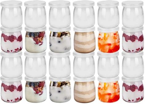 HEYNZ - 40 PACK 6 oz Clear Yogurt Jars With PE Lids, Glass Pudding Jars ...