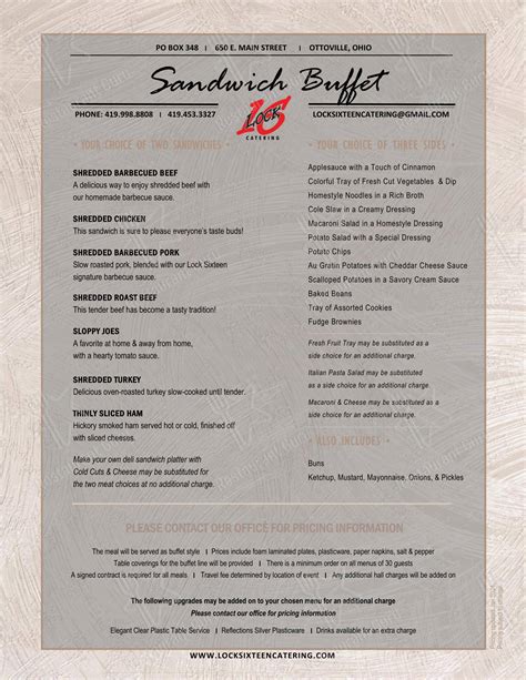 Menu at Lock Sixteen Steakhouse, Lima, 706 N Cable Rd