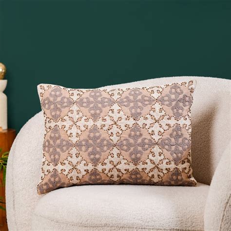 Flower Embroidered Couch Cushion Cover 16x16 Inch Online - Premium ...