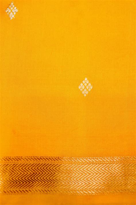 Handwoven Yellow Banarasi Katan Soft Silk Saree – Sumangal Banaras