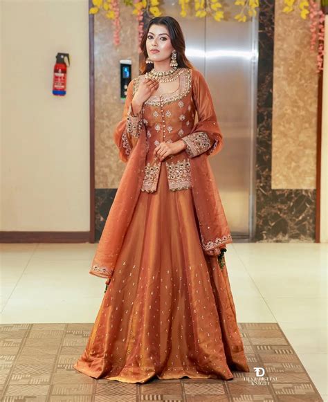 Orange Color Wedding Wear Designer Embroidered Ready to Wear Lehenga ...