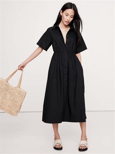 Cotton Poplin Open-Back Shirt Dress | Banana Republic