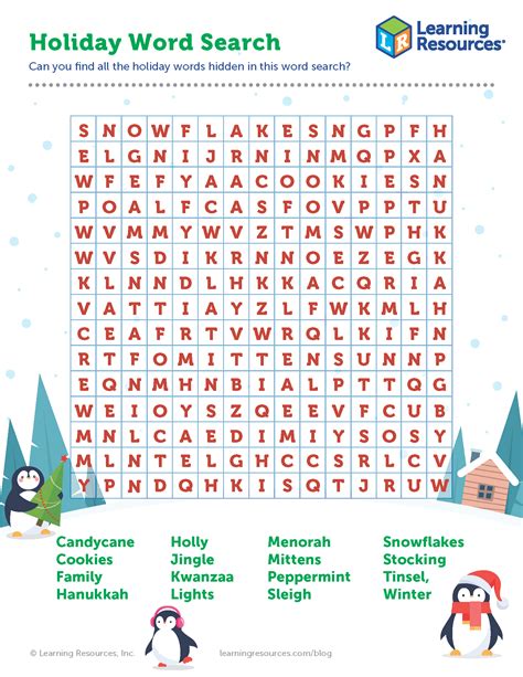 Winter Holiday Word Search Printable - FREE Printable A-Z